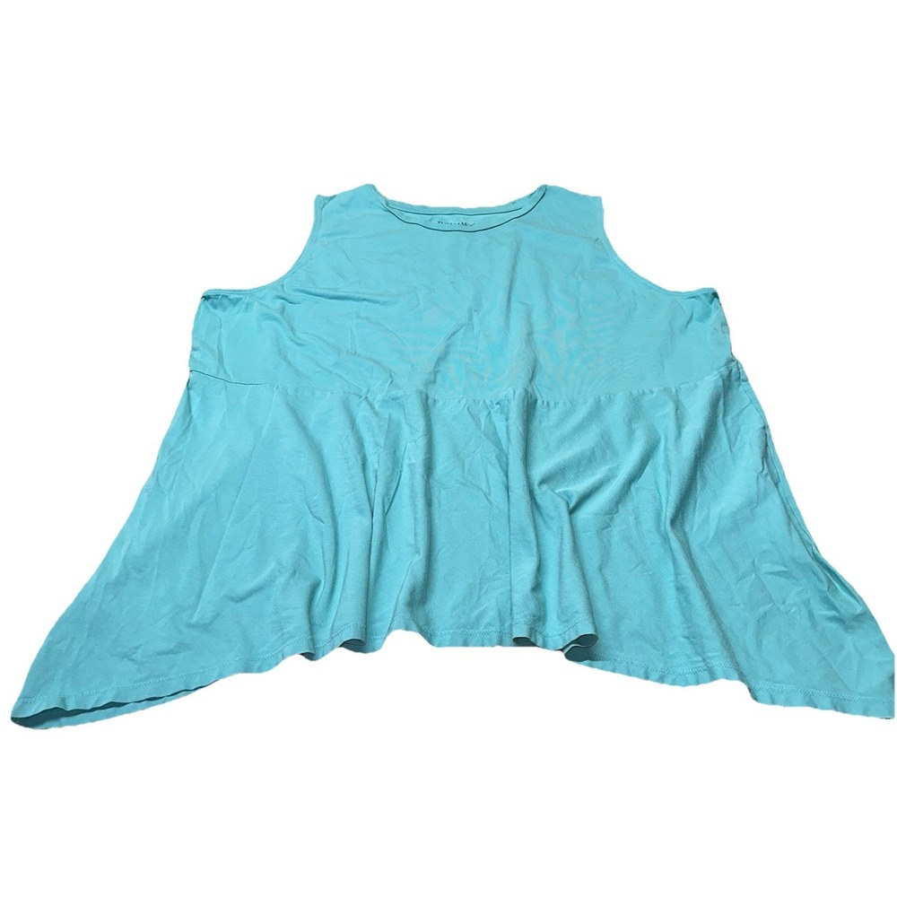 Roaman's Teal Blue Sleeveless Cotton Asymmetrical Tank Top Women's 26/28 Plus 2X